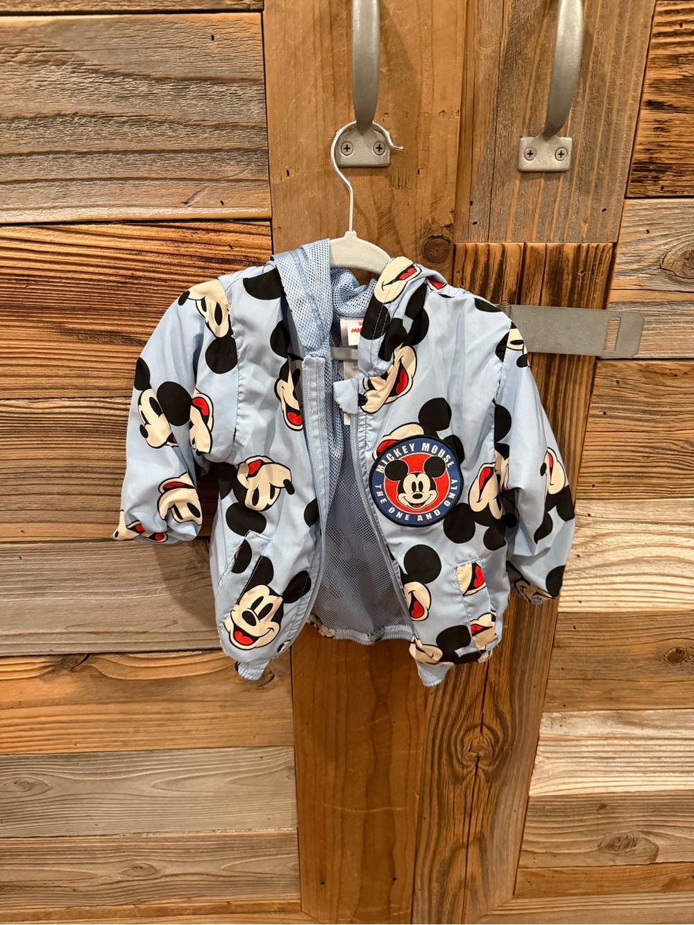 Disney Light Blue Mickey Mouse Hooded Rain Jacket
